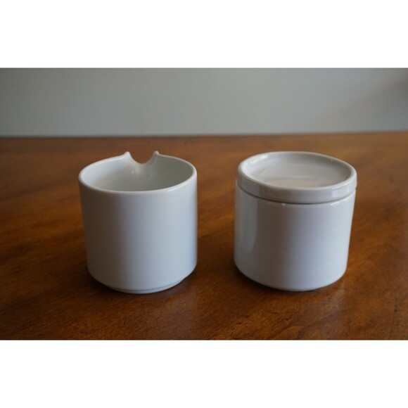 White Bauhaus Trend Pacific Coffee Tea Creamer & Sugar Set Isamu Kenmochi Vtg - Picture 3 of 11